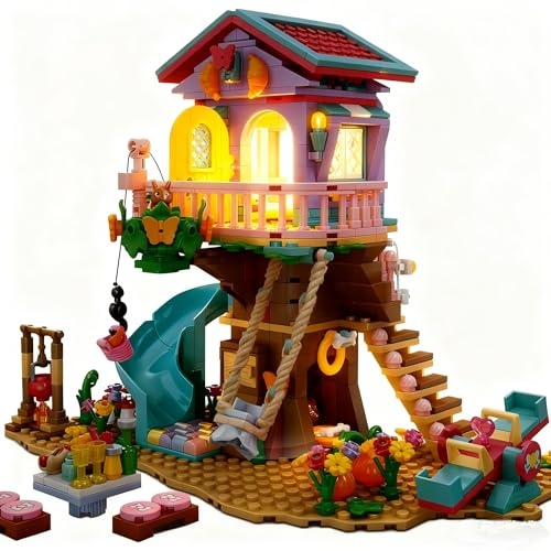 TOY PLAYER Tree House Building Set with Light Kit - Compatible with Popular Flowers Friends Friendship Treehouse, Creative Forest Toy with a Architecture Construction Gift for Kids (648PCS)