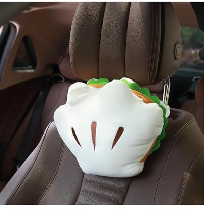 Cojín Lumbar Coche Almohada Para Reposacabezas De Coche Hamburguesa Creativa Soporte Para Descanso De Cintura Y Cuello Almohada Lumbar De Felpa Accesorios Para Niñas Respaldo Asiento Coche(Palm Hambur