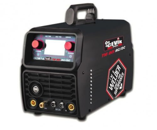 CEVIK PRO CE-TIG201ACDC - Inverter-Schweißgerät WIG AC/DC + Lift TIG - 200A 30% 230V - Elektroden 4 mm - Digitalanzeige - Generator OK - Inklusive WIG-Taschenlampe, Zange, Masse, Bürste