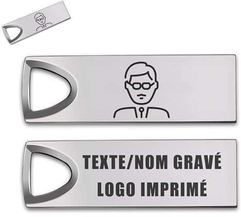 Clé USB Personnalisée - Texte Nom Gravé & Photo Logo Imprimé, Cle USB 32Go / 64Go / 128Go, Mini Clé USB 2.0, Lecture Rapide et Forte Compatibilité, 9 Styles au Choix (Style 6, 32.0, GB)