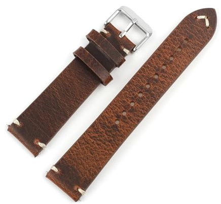 EDVENA Vintage Läder Klockarmband 20 Mm Olika Stil Klockremsbyte Spänne I Rostfritt Stål For Män Kvinnor Klocktillbehör(Coffee)