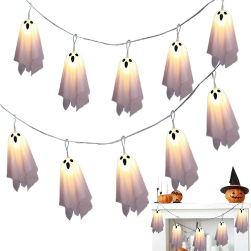 Uozonit Halloween Ghost Lights | Ghost Halloween Decorations LED String Lights | 8 Modi Ambient Lighting for Home Outdoor Patio Porch Yard Garden Tree Living Room Bedroom Party
