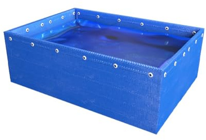 Générique Grand Bassin à Poissons Hors Sol Portable – Revêtement de Piscine d'aquaculture Pliable, réservoir d'eau de 4 x 1 m pour l'irrigation du Jardin et l'élevage de carpes koï (Bleu)