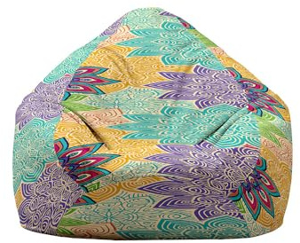 Highdi NO Filler Beanbag Mandala, Soft Toy Storage Bean Bag Chair Cover Kids Adults,Lazy Sofa Beanbag NO Stuffed for Large Indoor Outdoor Bean Bag (Blue-Purple,S:70x80cm)