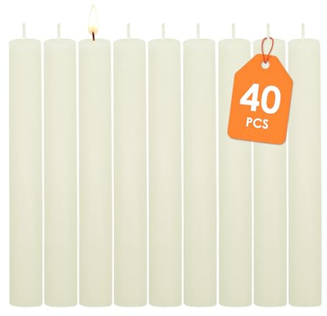 Echtwachs Stabkerzen, creme weiß, 17,5 cm Höhe, 40er Pack | klassisch, Festtags Tafelkerzen Set, für Advent Weihnachten Nikolaus Hochzeit Geburtstag Deko