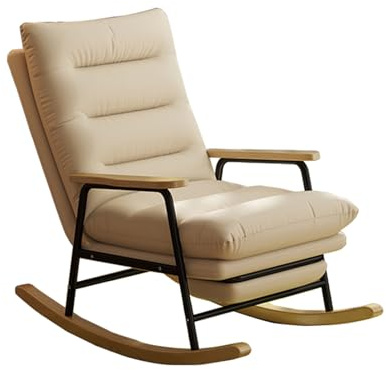 Schaukelstuhl Sessel Relaxsessel Schaukelsessel mit Verstellbarer Fußstütze, 5-Fach verstellbare Rückenlehne, bis 150kg belastbar, für Schlafzimmer, Wohnzimmer