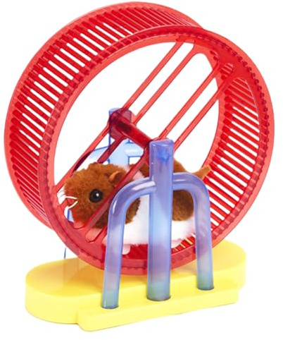 Liakyunf Interactive Pet, Electronic Animal Toys Hamster, Fake Plush Hamster Model with Stand Interactive Exercise Wheel for Child Cat Indoor Play Desk Home