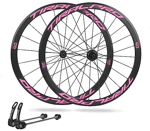 700C Landsvägscykelhjul Snabbkoppling Fälgbroms Cykelhjul Fram Och Bak Fälg I Aluminiumlegering 20/24H Nav För 8/9/10/11-växlad Kassett(Pink)