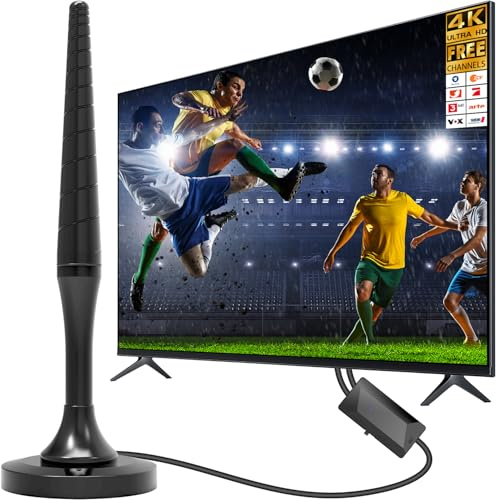 DVB-T2 Antenne mit Verstärker für Innen, Zimmerantenne unterstützt 4K 1080P