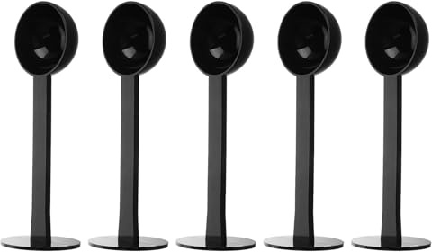 BESPORTBLE Lot de 5 cuillères à café en plastique : doseur pour expresso en grains et moulu – Idéal pour la préparation du café le matin et les fêtes.