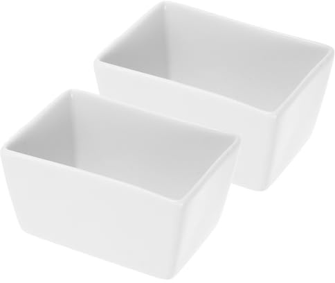 FOMIYES Pot à Sucre Rectangulaire en Porcelaine Blanche 170 Ml, Lot de 2 Sucriers Multifonctions Cuisine et Coin Café, Récipient de Stockage pour Bonbons Blancs et Morceaux de Sucre,