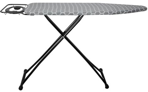 YOPOTIKA Foldable Ironing Board with Heat Resistant Iron Rest, Height Adjustable 72-91cm, Sturdy Metal Frame, Extra Large 120x38cm Surface for Home Laundry, Bedroom, Dormitory & Daily Family Use