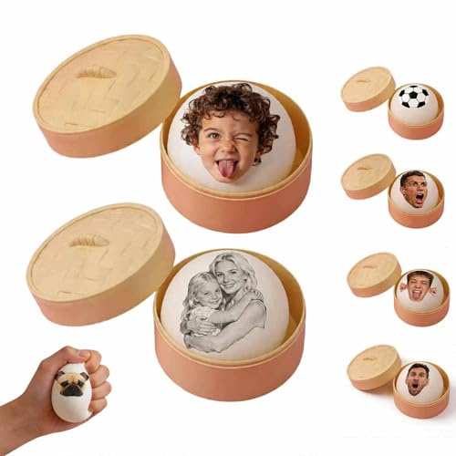 Personalisierter Dumpling Squishy mit individuellem Foto/Logo – Jumbo Knödel Stressball für Kinder & Erwachsene, als Anti-Stress Fidget Spielzeug, Geburtstagsgeschenk, Partygeschenk