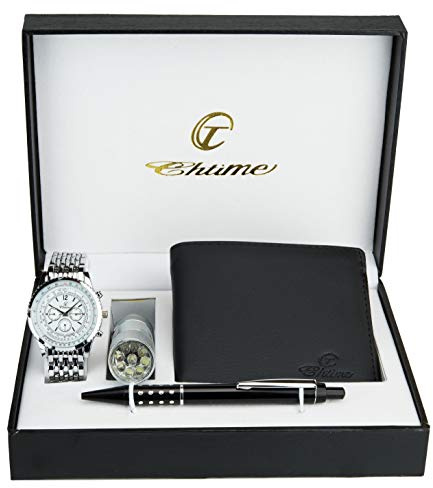 Bellos - Estuche de Regalo para Hombre con Cartera, lámpara de antorcha bolígrafo, Blanco, 40, Classic, Blanco, 40, Clásico