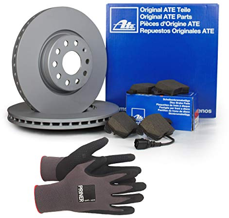 Inspektionspaket ATE Bremsen Set inkl. Bremsscheiben Ø 256 mm und Bremsbeläge für vorne enthalten, 100% passend für Ihr Fahrzeug, inkl. Priner Montagehandschuhe, AN166