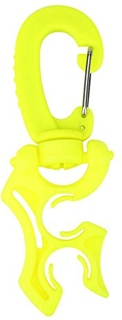 Tauchen Schlauchschelle 1 Stück Doppel BCD Niederdruck Schlauchhalter Halter Unterstützung mit Dreht und Karabinerhaken Schnalle (Gelb)