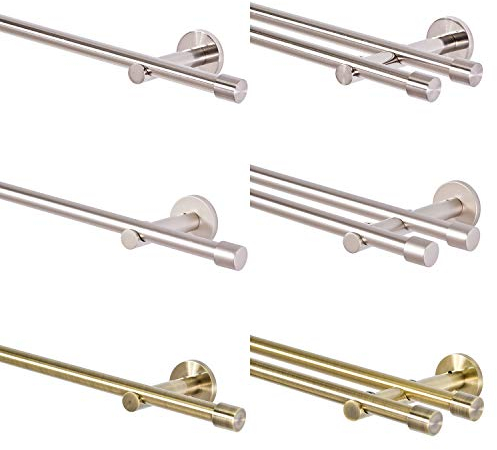 MDEKOR Gardinenstange 160 cm lang 1 läufig Gardinenstangenset aus Metall Silber Matt Gardinenstangen Wandbefestigung