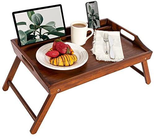 ROSSIE HOME Extra großes Bambus-Betttablett, Knietablett, Knietablett mit Handyhalterung, passend für Laptops bis zu 43,8 cm (17,3 Zoll) und die meisten Tablets, Java, Stil Nr. 78112
