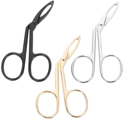 Minkissy 3pcs Augenbrauen Pinzetten Schere Form Edelstahl Nasenhaar Gesichtshaare Haarentfernung Tragbar Make Up Werkzeug Erwachsene Frauen Männer Golden Schwarz Silber