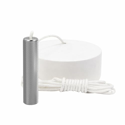 SAMOTECH Pull Cord Light Switch, Matt White – Bathroom Ceiling Pull Switch with Premium Knurled Metal Handle, 6A 2 Way (Wires as 1 Way or 2 Way), 1.5m Cord