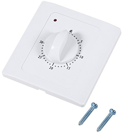 Interrupteur de minuterie de Compte à rebours Mural de 30 Minutes AC 220V 10A Minuterie de Compte à rebours précise Économie d'énergie pour Les Ventilateurs Chargeur de téléphone de Cuisine, Blanc