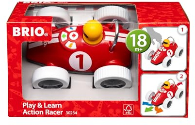 BRIO 30234 Play & Learn Rennwagen - Spielerisch Hand-Augen Koordination Lernen - Empfohlen ab 18 Monaten