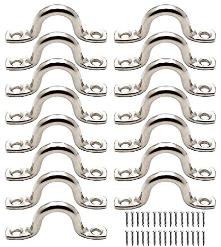Wenxiaw Edelstahl Decksplatte Augplatten Decken-Haken 316 Edelstahl Kajak Augplatte Edelstahl Kajak Pad Augenriemen Fenderöse mit 30 Schrauben für Kajak Kanu, Kayak Canoe Rigging, 15 Stücke, 4 mm