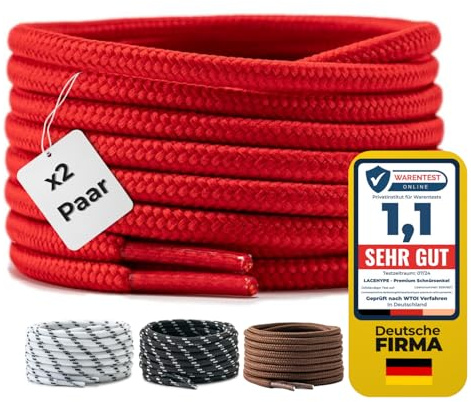 LaceHype 2 Paar Premium Schnürsenkel rund 4,5 mm Schühbänder aus Polyester | Reißfeste Schuhbänder für Arbeitsschuhe, Stiefel, Outdoorschuhe und Sportschuhe, Boots, Shoe Laces