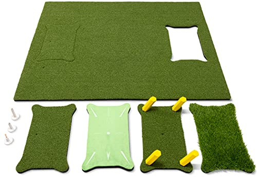 GoSports 5 ftx4 ftPRO Golf Practice Hitting Mat, Includes 5 Interchangeable Inserts for The Ultimate at-Home Instruction