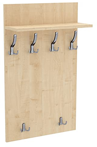 AKKE 100x60 | MAXI Garderobenpaneel Wandgarderobe Garderobe Wandpaneel Kleiderstange CHROM | AHORN