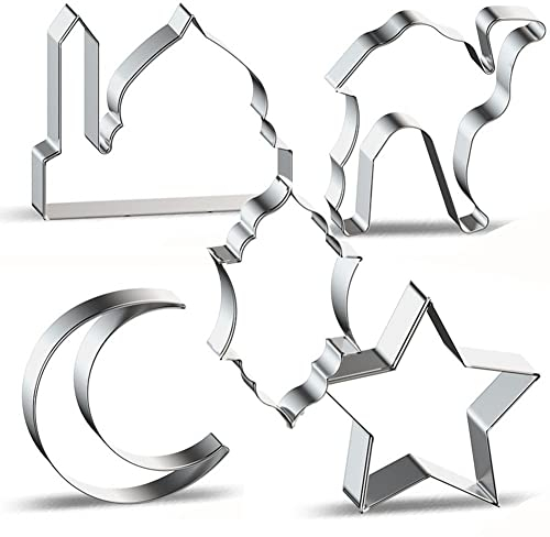 Danlai 5pcs/set Eid Mubarak Cookie Cutters Eid Ramadan Biscuit Molds Diy Biscuit Cutters Stainless Steel Fondant Cutters
