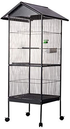 AQPET Voliera Gabbia per Volatili Uccelli Canarini Completa, Con Tetto - 162x52x52 cm