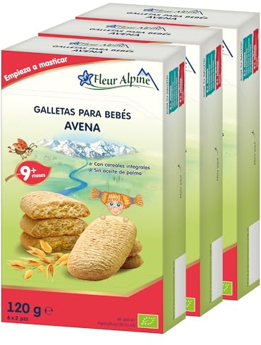 Fleur Alpine Babykekse Haferflocken - 18 x 2 Leckere Babysnacks für den leckeren, glatten Frühstücksbrei oder den Snack für zwischendurch | Einfache Vollkorn-Snackkekse | 9 Monate
