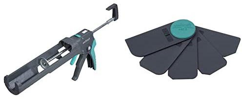 wolfcraft Pistola de cartuchos MG 550, 4358000, La pistola potente y versátil & Juego de perfiladores de juntas de 5 piezas I 4332000 I Para alisar juntas de sellado