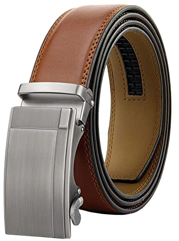 Chaberlu Gürtel Herren,Ledergürtel Ratsche Automatikschließe Business Anzug Gürtel Verstellbarer Leder Gurtgürtel für Jeans, Breit 35mm, Größe Angepasst