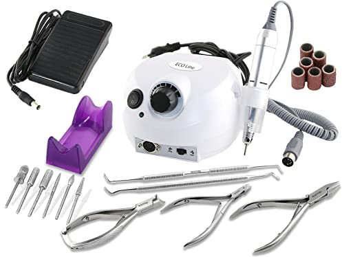 Profi Fußpflegegerät Maniküre Nagelfräser Pediküre Set Fräser Schleifgerät | Elektrisches Nagelpflege Gerät mit Diamantschleifer und ein Fußpflege Nagelzangen Set für die Pflege der Hände und Füße