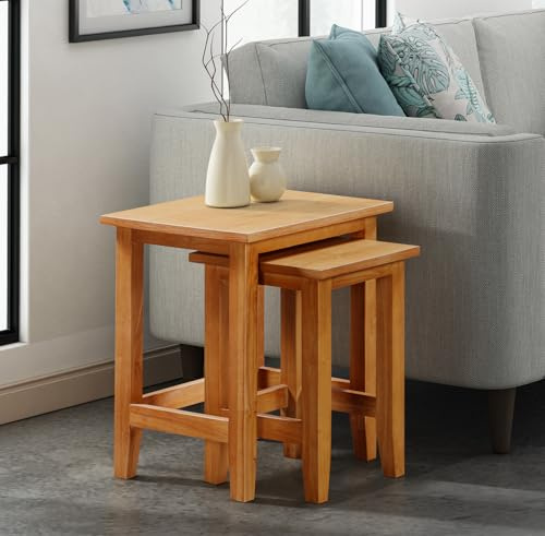 Hallowood Furniture Aston Nest of Tables Set of 2 in Light Oak Finish