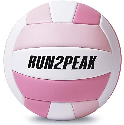 RUN2PEAK Soft Pink Volleyball Ball Gifts for Teen Girls Kids Youth Team Beginners Durable Volleyballs for Outdoor Indoor Beach Pool Water Play Official Size 5 Training Practice Volley Ball