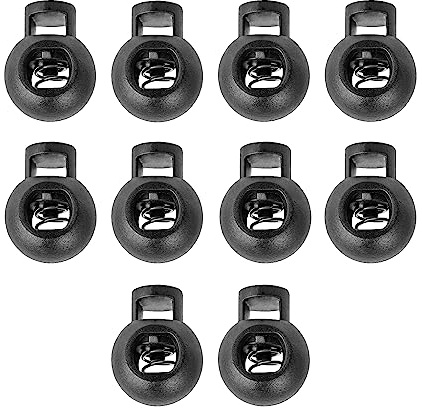 DOJA Barcelona | Kordelstopper Rund | Schwarz | 22mm | Kunststoff-Kordel Verschlüsse | Kordel Klemme | Elastische Kordel Verschluss Sporttaschen, Jacken, Rucksäcke | Kordel Feststeller…