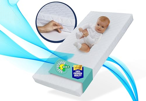 Babymatratze SMART, Babymatratze 60x120 cm mit abnehmbarem Bezug waschbar bei 60°C für Babybett oder Gitterbett 60x120 cm 6cm hoch eco5 zertifiziert Körpergewicht bis 60kg Hergestellt in der EU