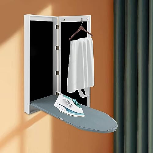 LuusMm Bügelbrett, Wand Montierte Bügelbrett Mit Lagerschrank, Faltbarer Bügelspeichertisch, Multifunktionales Bügelbrett Mit Spiegel