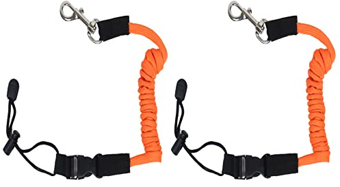 Qaziuy Lot de 2 laisses élastiques pour kayak, canoë, pagaie, laisse de sécurité, corde avec mousqueton, accessoires pour kayak, canoë, bateau, surf