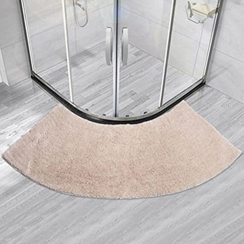 DFEO@MF Gebogene Duschmatte, 45x143cm Duschvorleger Runddusche, rutschfest Maschinenwaschbar Badvorleger, Flauschig Weich Badezimmerteppich Die Sich an Eine Runddusche Anpasst (Beige)