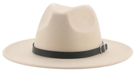 Fedora Trilby Filzhut Hut Hüte Für Damen Fedora-Hut Herren-Kappen Solide Lässige Kleidung Formell Vintage Breit 60–62 cm (XL) Beige