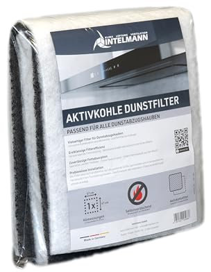 Intelmann® Universal Dunstabzugshauben-Filter mit Aktivkohle & Fettfilter, 57x47 cm, extra dicke Aktivkohleschicht, zuschneidbar, für zuverlässige Geruchs- und Fettabsorption
