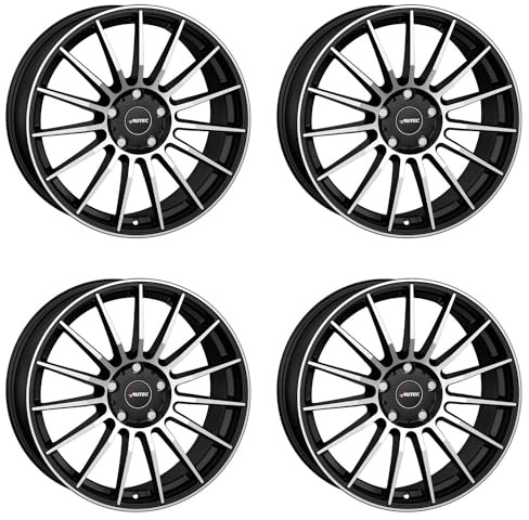 4x AUTEC Felgen Alufelgen LAMERA 7.5x17 ET37 5x112 Schwarz matt poliert kompatibel mit VW Passat Tiguan Allspace Beetle Tiguan Jetta Golf VI Golf VII Ca