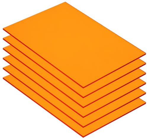 QUARKZMAN 6 Stück PMMA Acrylplatten Farbige Transparente 7 x 5 Zoll Orange | für DIY-Projekte Kunst Basteln Lasergravur & -schneiden, Acrylplatten