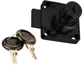 Gedotec Aufschraubschloss Metall | schwarz matt | 4 Stück | Kastenschloss inkl. Schüssel | RIM LOCK | Dornmaß: 25 mm | ø19x22mm | Gleischließend - Anschlag Rechts | zum Aufschrauben