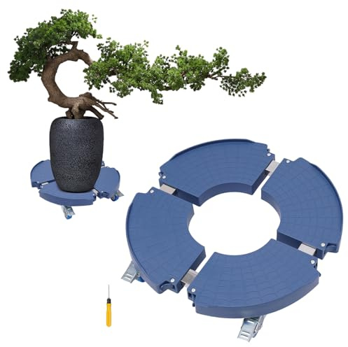 Pflanzenroller Blumenroller Rund 400kg Einstellbar 40-58cm Rolluntersetzer Rollbrett mit Bremsen & Rädern Blumen Topf Untersetzer Roller