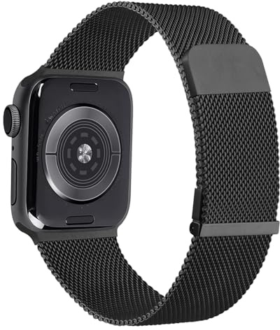 YLK Métal Bracelet Compatible avec Apple Watch 40mm 41mm 38mm 44mm 46mm 49mm 45mm 42mm Homme, Double Magnétique Bracelet pour iWatch Series Ultra 2 10 9 SE SE2 8 7 6 5 4 3 2 1, Metal Milanese